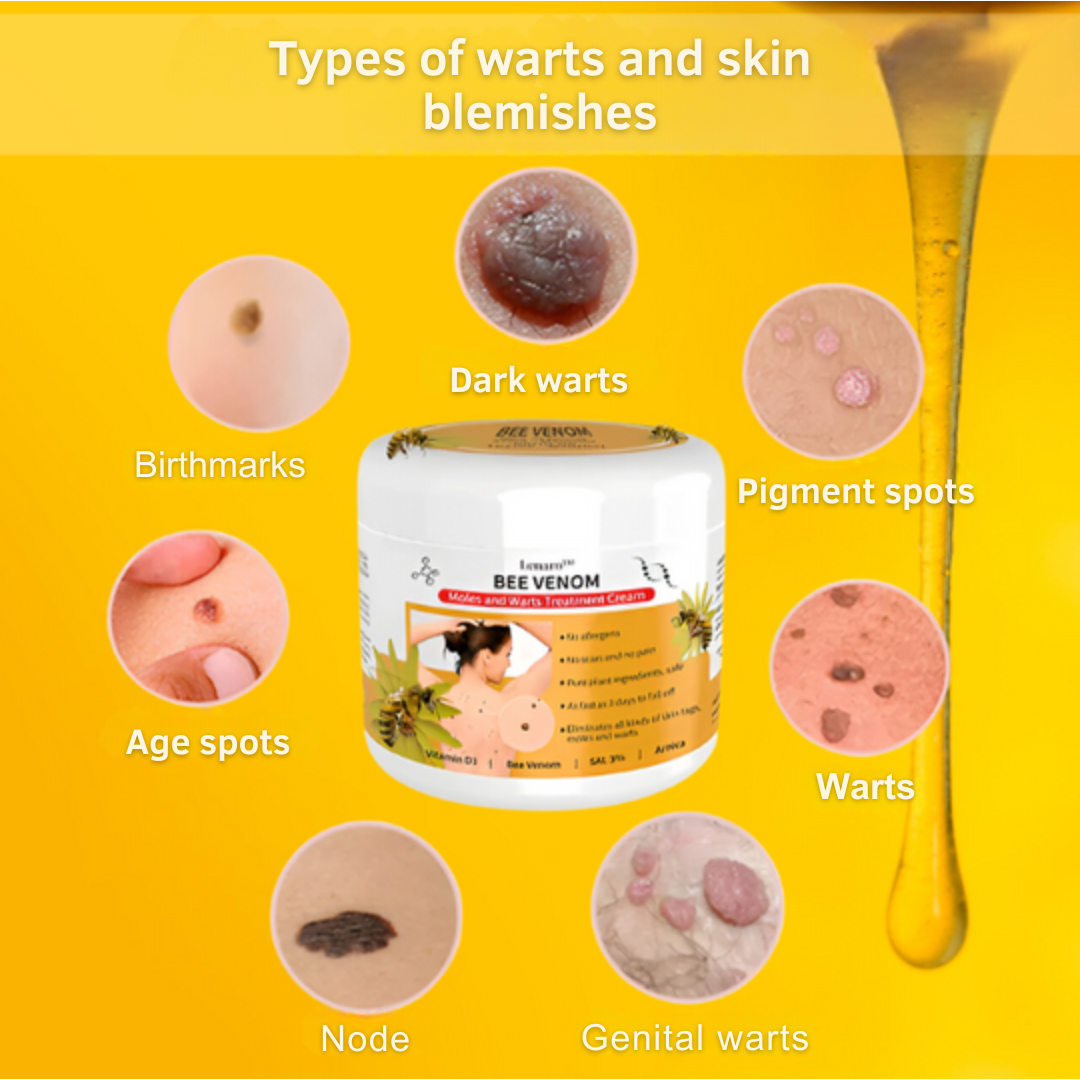 PureSkin™ élimine les verrues et les grains de beauté avec du venin d'abeille. | Garanti une peau lisse et parfaite