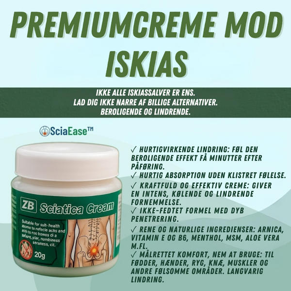SciaEase™ Creme Lindrer iskias smerter - 98% af brugerne oplever lindring inden for 48 timer!