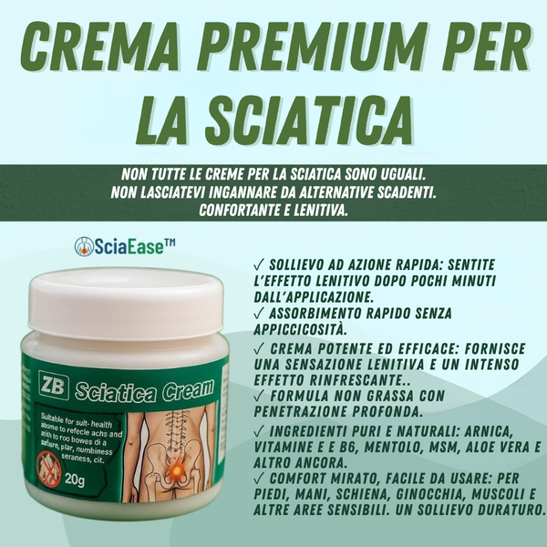 SciaEase™ Creme Allevia il dolore sciatico - il 98% degli utenti allevia entro 48 ore!