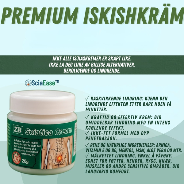 SciaEase™ Krem Lindrer isjias-smerter - 98 % av brukerne opplever lindring innen 48 timer!