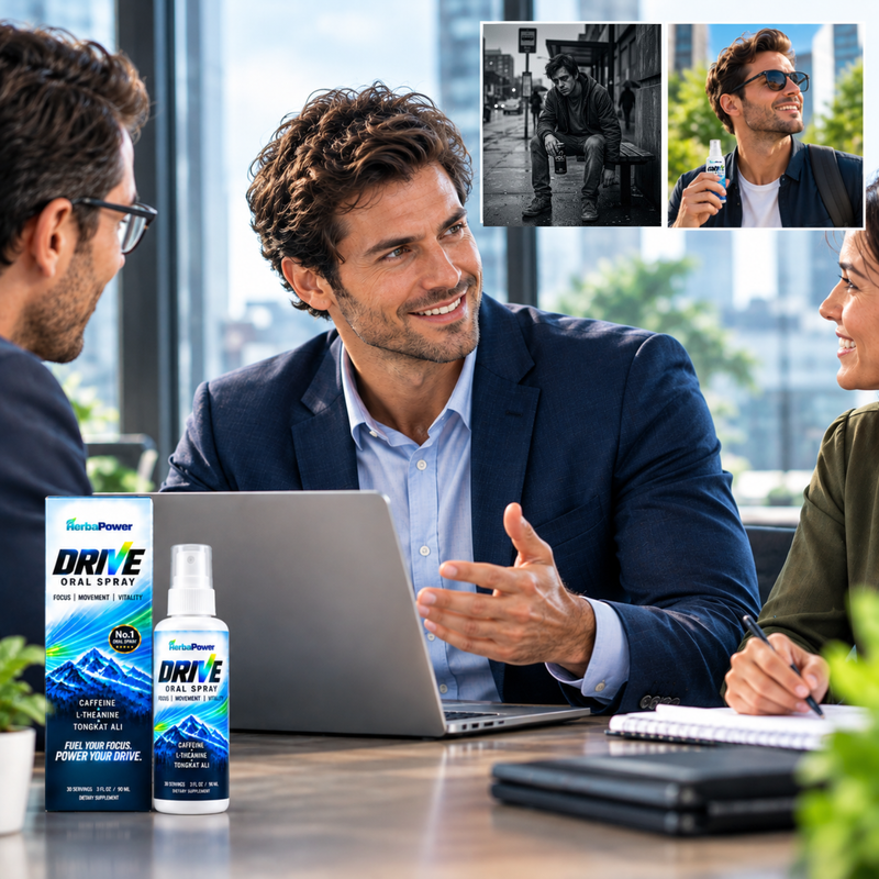 Spray oral Herbapower™ | Stoppez le coup de fatigue de l’après-midi avant qu’il ne commence — obtenez une énergie rapide et pure en quelques minutes seulement