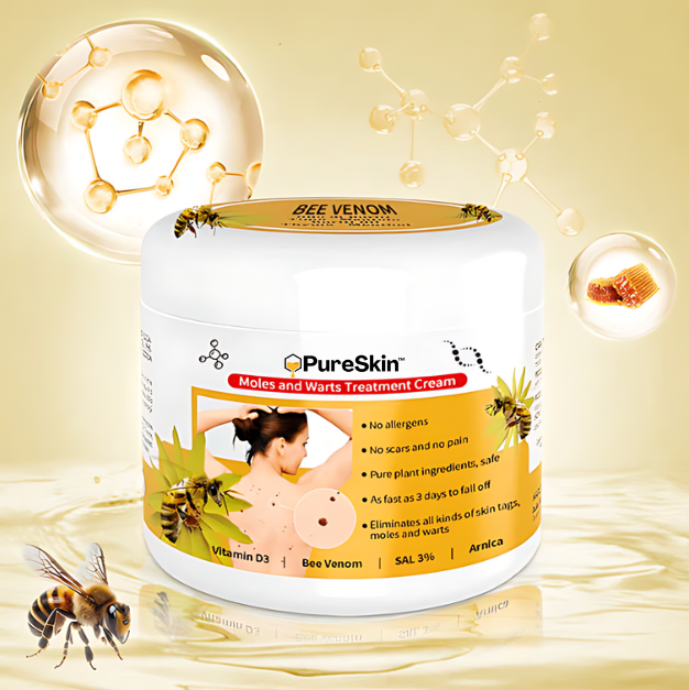 PureSkin™ élimine les verrues et les grains de beauté avec du venin d'abeille. | Garanti une peau lisse et parfaite