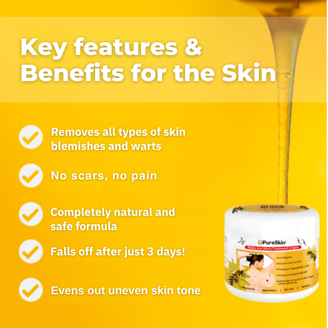 PureSkin™ verwijdert wratten en moedervlekken met bijengif | Gegarandeerd een gladde en gave huid - PharmaXtra