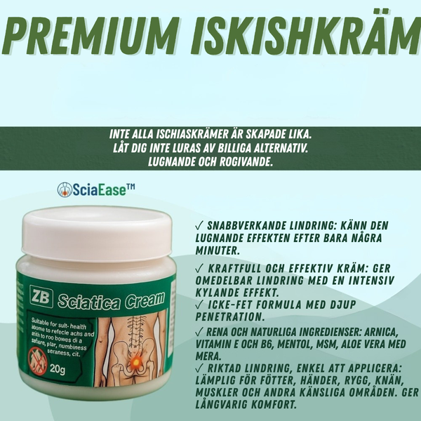 SciaEase™ Kräm  Lindrar ischiasvärk - 98 % av användarna lindrar inom 48 timmar!